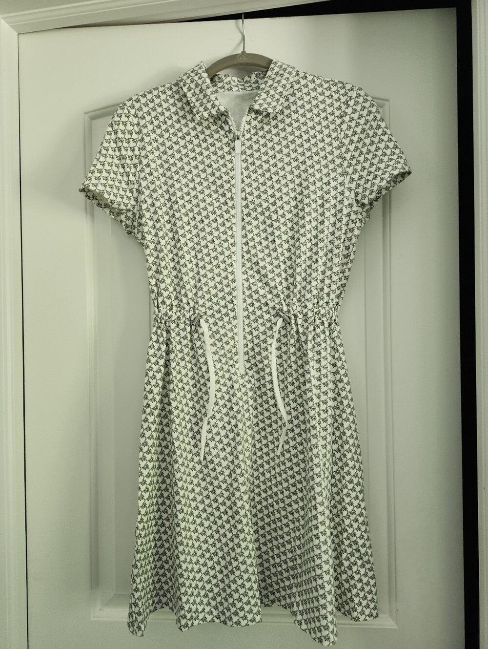 NWT Tommy Bahama Abby SS Short White Dress Palm-Print. Draw String Waist. - Picture 2 of 7